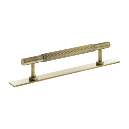 Atlantic Millhouse Brass Battersea Linear T-Bar Cabinet Pull Handle on Backplate 128mm - Antique Brass