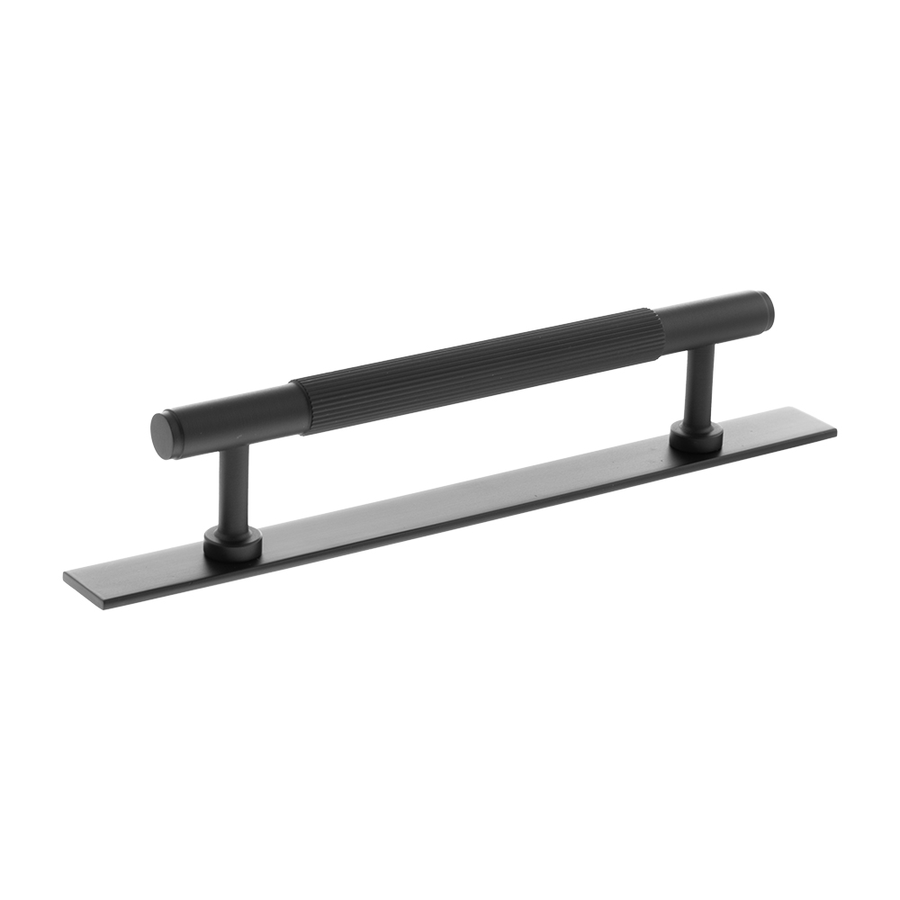 MHCLB17128MB_MILLHOUSE20BRASS20CABINET20HARWARE_BATTERSEA20LINEAR20128MM20PULL20HANDLE_MATT20BLACK_LR.jpg Atlantic Millhouse Brass Battersea Linear T-Bar Cabinet Pull Handle on Backplate 128mm - Matt Black - Image 1