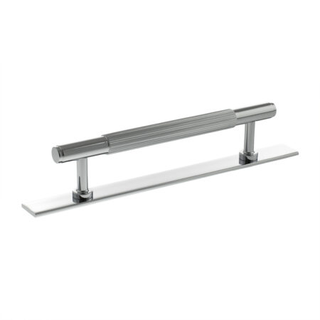 Atlantic Millhouse Brass Battersea Linear T-Bar Cabinet Pull Handle on Backplate 128mm - Polished Chrome