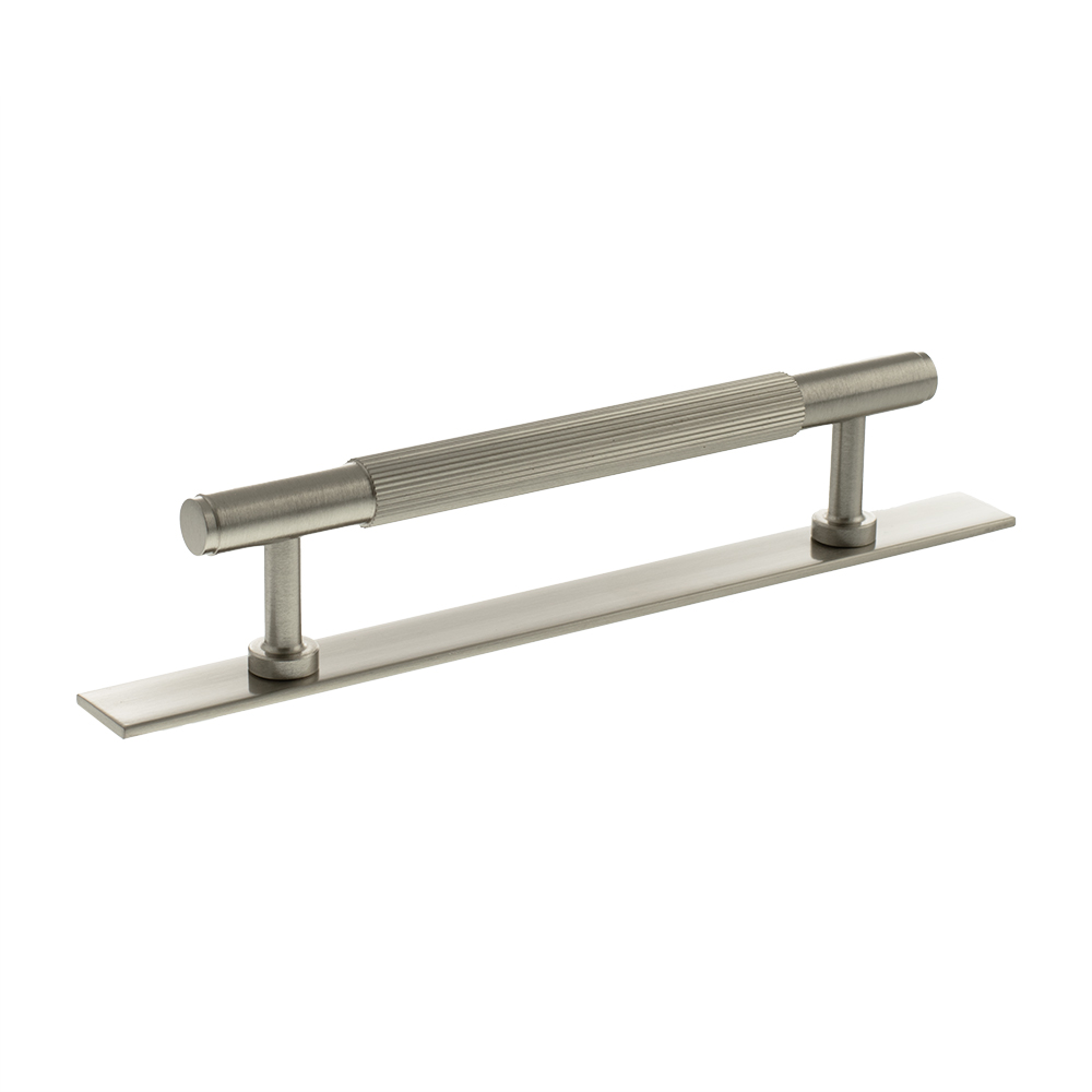 MHCLB17128SN_MILLHOUSE20BRASS20CABINET20HARWARE_BATTERSEA20LINEAR20128MM20PULL20HANDLE_SATIN20NICKEL_LR.jpg Atlantic Millhouse Brass Battersea Linear T-Bar Cabinet Pull Handle on Backplate 128mm - Satin Nickel - Image 1