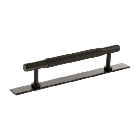 Atlantic Millhouse Brass Battersea Linear T-Bar Cabinet Pull Handle on Backplate 128mm - Urban Dark Bronze