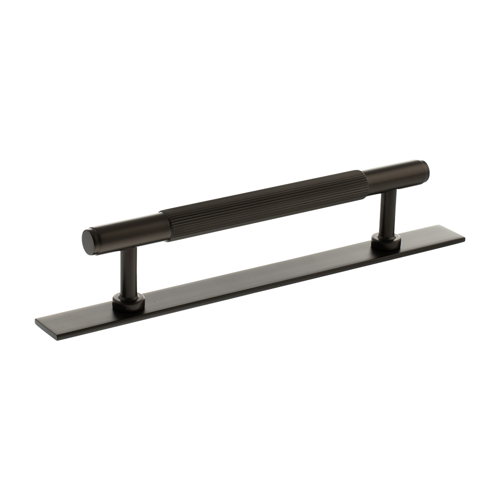 MHCLB17128UDB_MILLHOUSE20BRASS20CABINET20HARWARE_BATTERSEA20LINEAR20128MM20PULL20HANDLE_URBAN20DARK20BRONZE_LR.jpg Atlantic Millhouse Brass Battersea Linear T-Bar Cabinet Pull Handle on Backplate 128mm - Urban Dark Bronze - Image 1