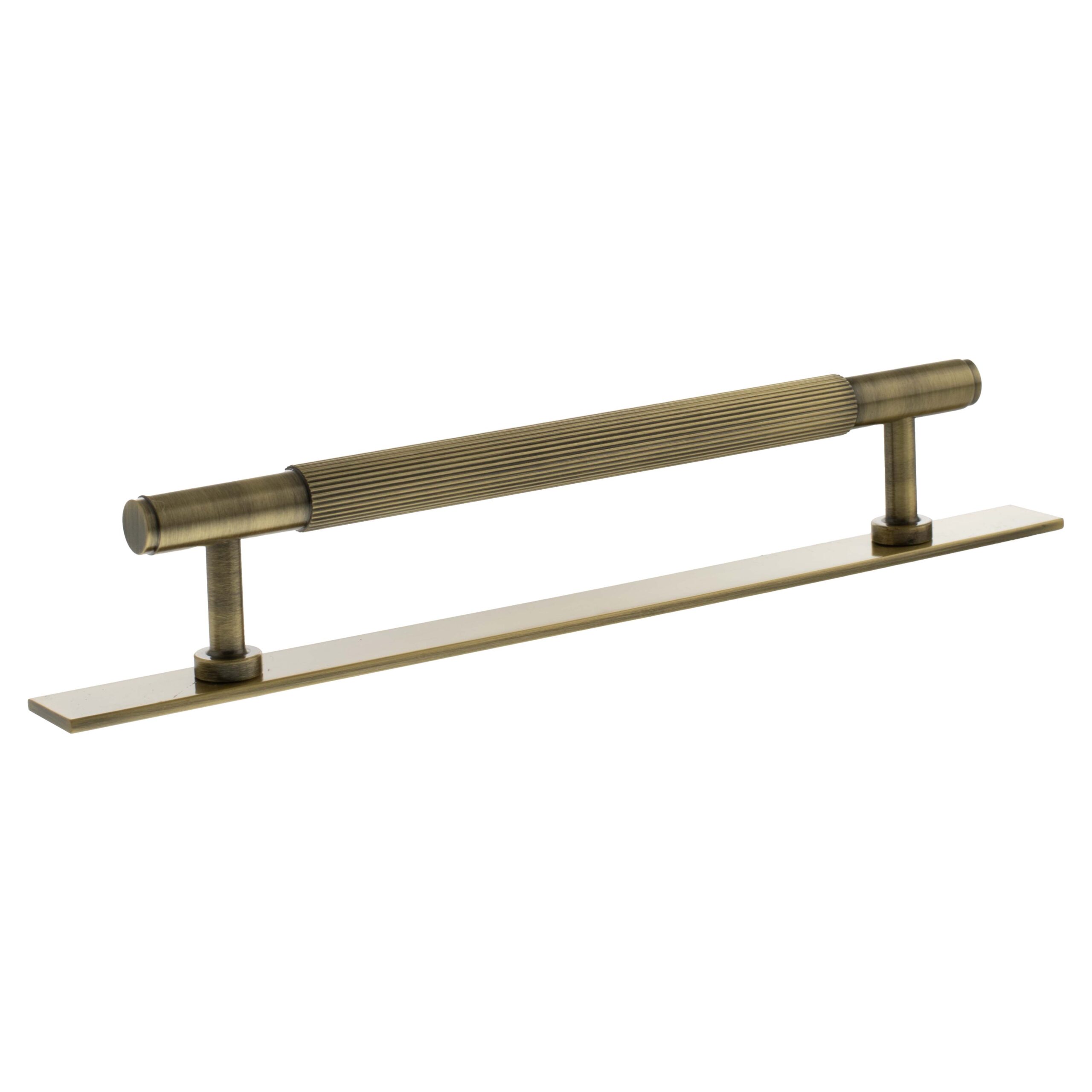 MHCLB17160AB_MILLHOUSE20BRASS20CABINET20HARWARE_BATTERSEA20LINEAR20160MM20PULL20HANDLE_ANTIQUE20BRASS_LR.jpg Atlantic Millhouse Brass Battersea Linear T-Bar Cabinet Pull Handle on Backplate 160mm - Antique Brass - Image 1