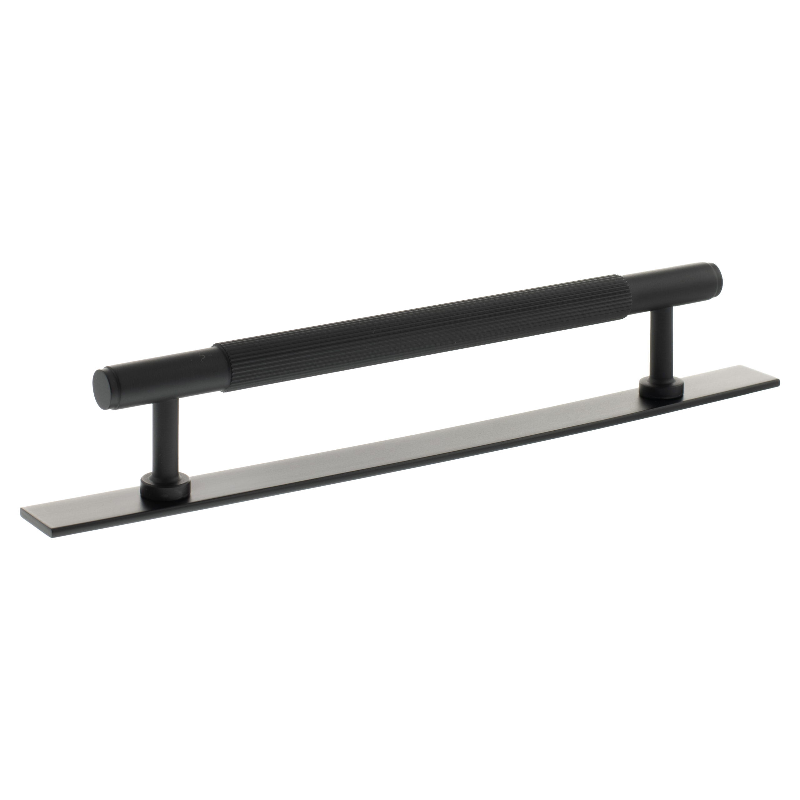 MHCLB17160MB_MILLHOUSE20BRASS20CABINET20HARWARE_BATTERSEA20LINEAR20160MM20PULL20HANDLE_MATT20BLACK_LR.jpg Atlantic Millhouse Brass Battersea Linear T-Bar Cabinet Pull Handle on Backplate 160mm - Matt Black - Image 1