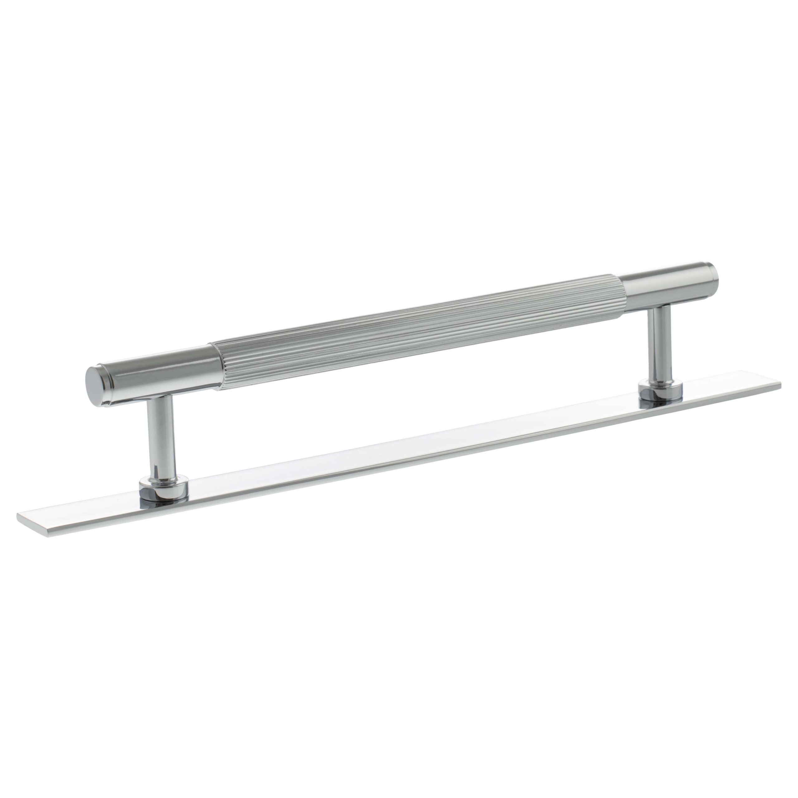 MHCLB17160PC_MILLHOUSE20BRASS20CABINET20HARWARE_BATTERSEA20LINEAR20160MM20PULL20HANDLE_POLISHED20CHROME_LR.jpg Atlantic Millhouse Brass Battersea Linear T-Bar Cabinet Pull Handle on Backplate 160mm - Polished Chrome - Image 1