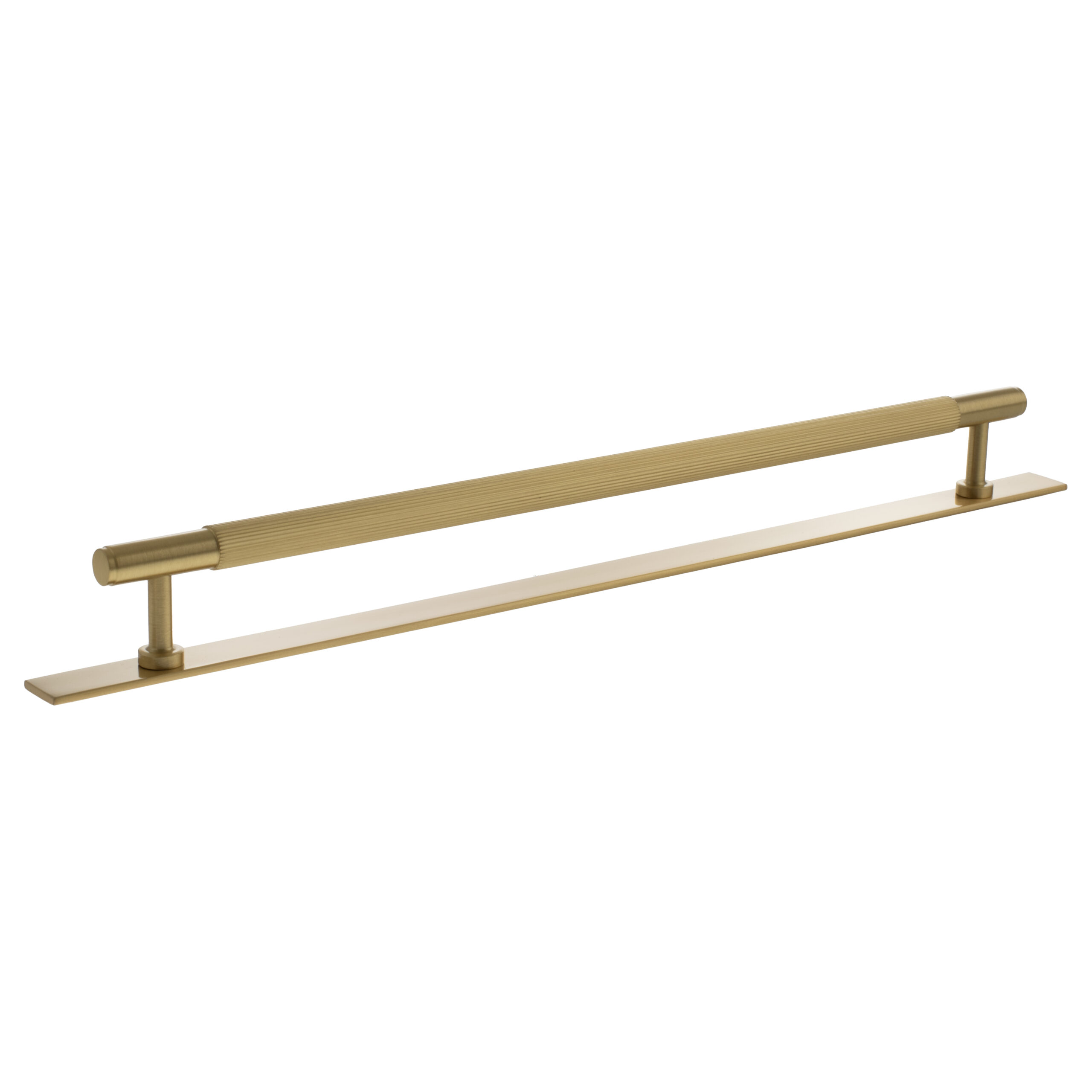 MHCLB17320SB_MILLHOUSE20BRASS20CABINET20HARWARE_BATTERSEA20LINEAR20320MM20PULL20HANDLE_SATIN20BRASS_LR.jpg Atlantic Millhouse Brass Battersea Linear T-Bar Cabinet Pull Handle on Backplate 320mm - Satin Brass - Image 1