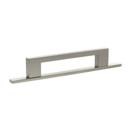 Atlantic Millhouse Brass Empire Slim Cabinet Pull Handle on Backplate 128mm - Satin Nickel