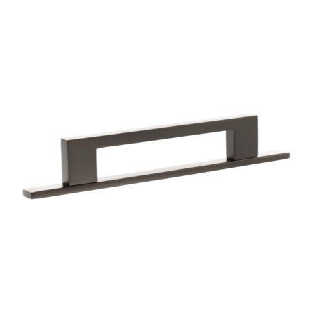 Atlantic Millhouse Brass Empire Slim Cabinet Pull Handle on Backplate 128mm - Urban Dark Bronze