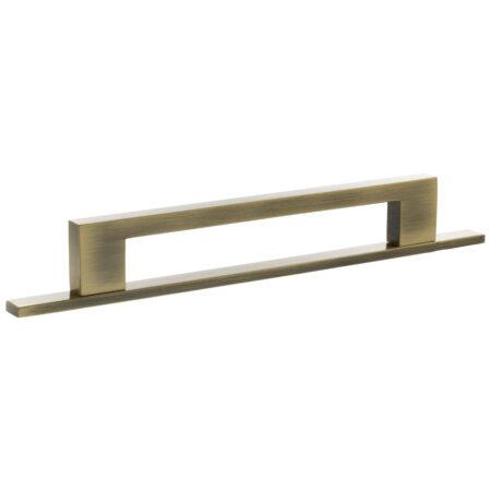 Atlantic Millhouse Brass Empire Slim Cabinet Pull Handle on Backplate 160mm - Antique Brass