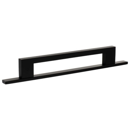 Atlantic Millhouse Brass Empire Slim Cabinet Pull Handle on Backplate 160mm - Matt Black