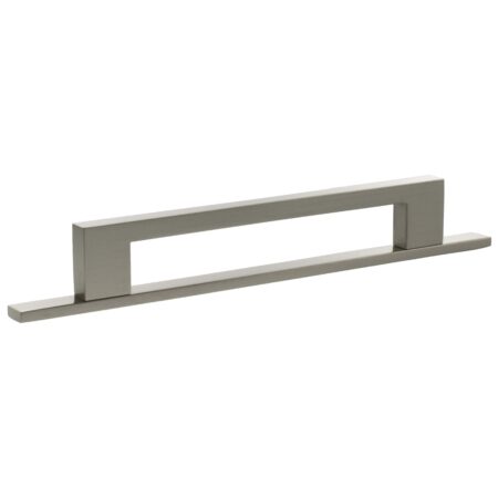 Atlantic Millhouse Brass Empire Slim Cabinet Pull Handle on Backplate 160mm - Satin Nickel