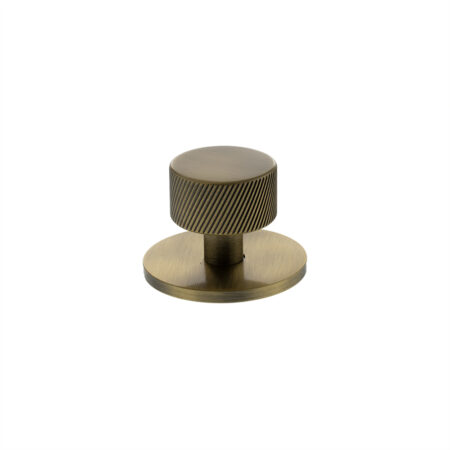 Atlantic Millhouse Brass Paddington Spiral Round Cabinet Knob Handle on Backplate - Antique Brass
