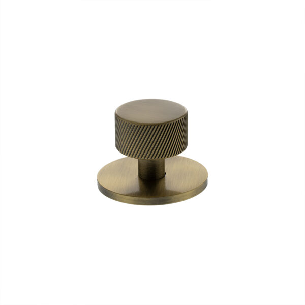 Atlantic Millhouse Brass Paddington Spiral Round Cabinet Knob Handle on Backplate - Antique Brass
