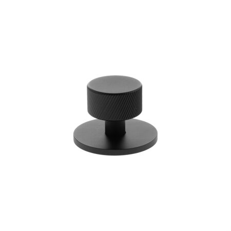 Atlantic Millhouse Brass Paddington Spiral Round Cabinet Knob Handle on Backplate - Matt Black