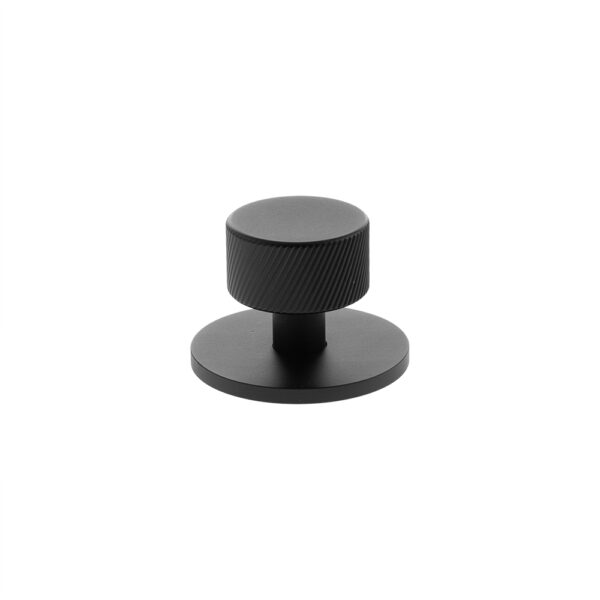 Atlantic Millhouse Brass Paddington Spiral Round Cabinet Knob Handle on Backplate - Matt Black