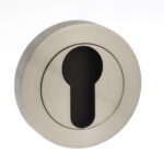 Atlantic STATUS Euro Escutcheons on Round Rose - Satin Nickel