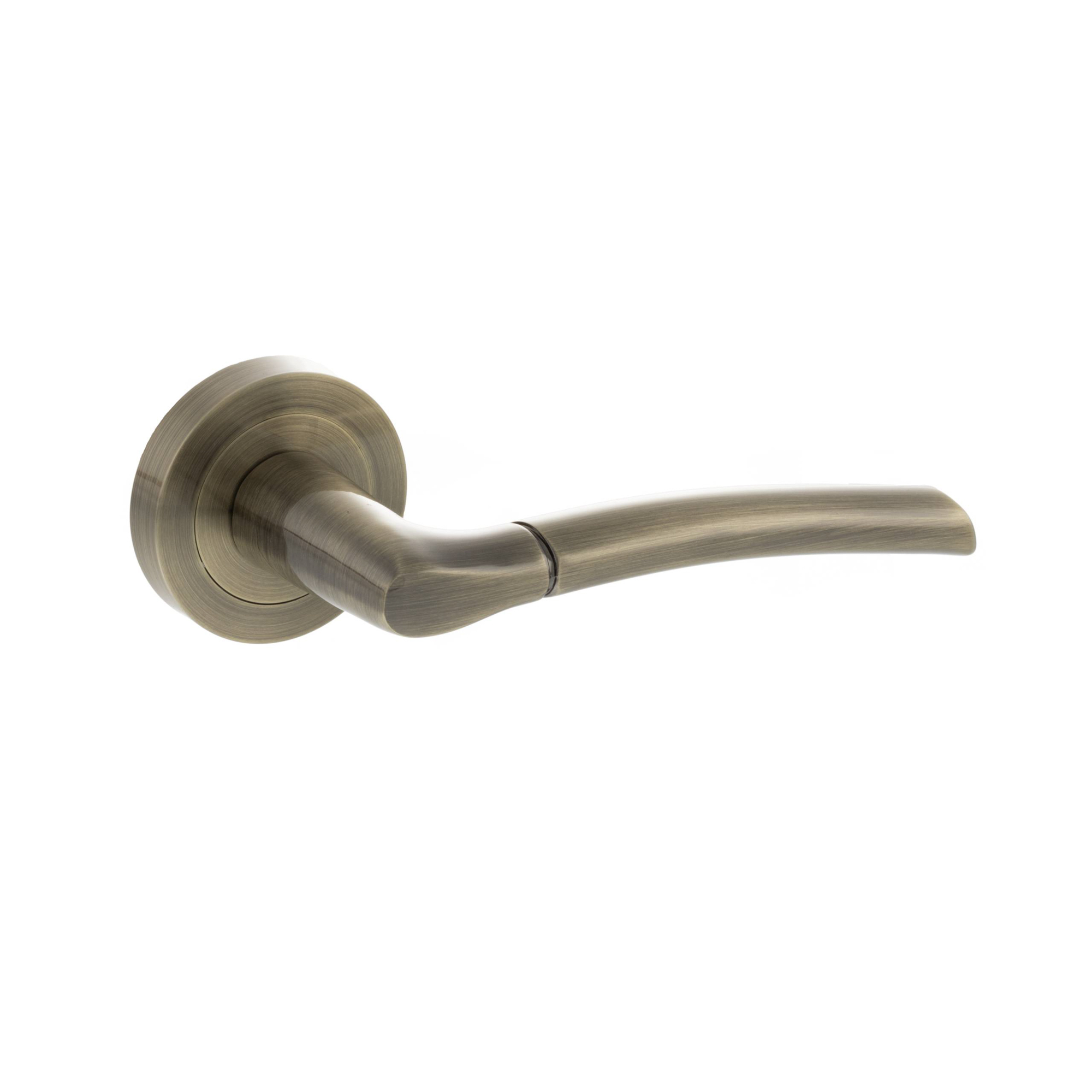 S33RAB.jpg Atlantic STATUS Indiana Lever Door Handle on Round Rose - Antique Brass - Image 1