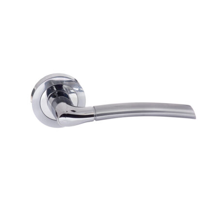 Atlantic STATUS Indiana Lever Door Handle on Round Rose - Satin Chrome/Polished Chrome