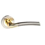 Atlantic STATUS Indiana Lever Door Handle on Round Rose - Satin Nickel/Polished Brass