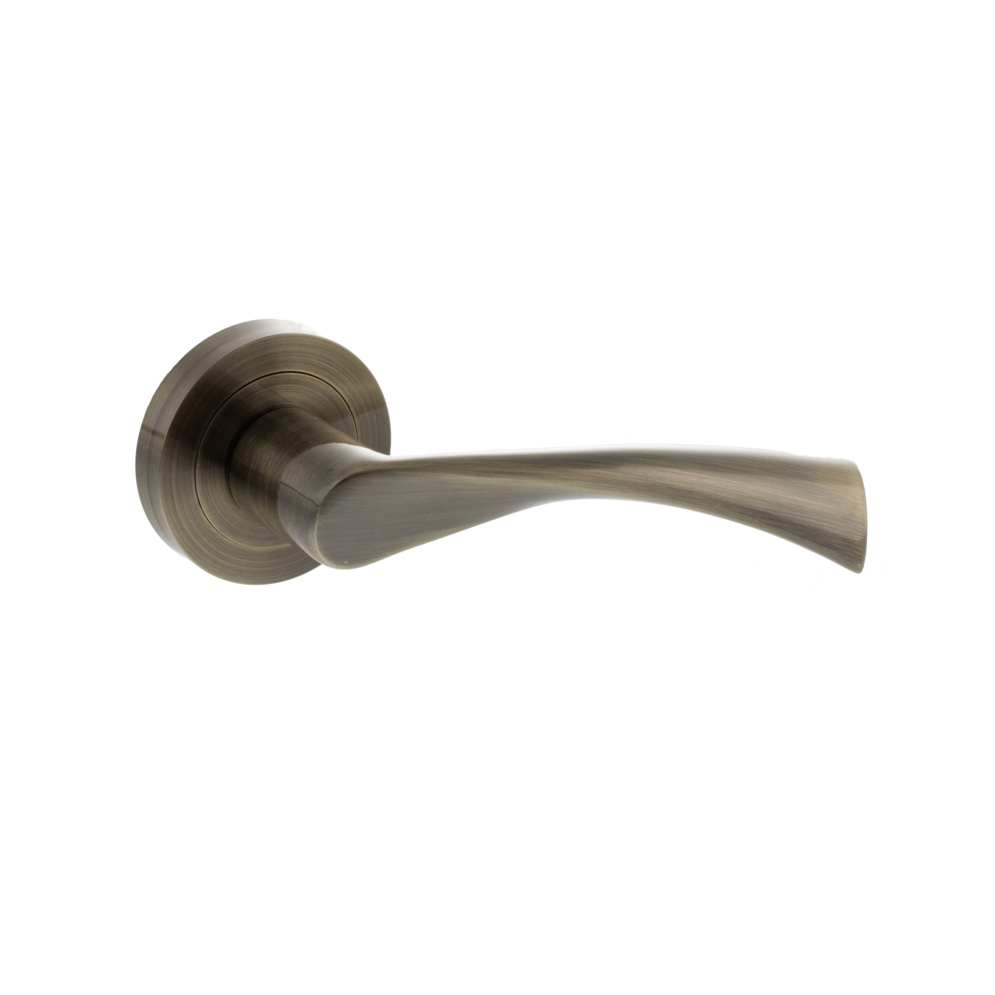 S34RAB.jpg Atlantic STATUS Colorado Lever Door Handle on Round Rose - Antique Brass - Image 1