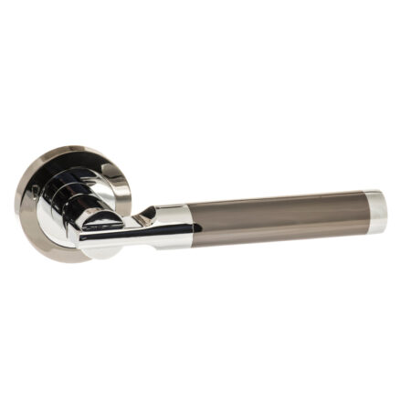 Atlantic STATUS Dakota Lever Door Handle on Round Rose - Black Nickel/Polished Chrome