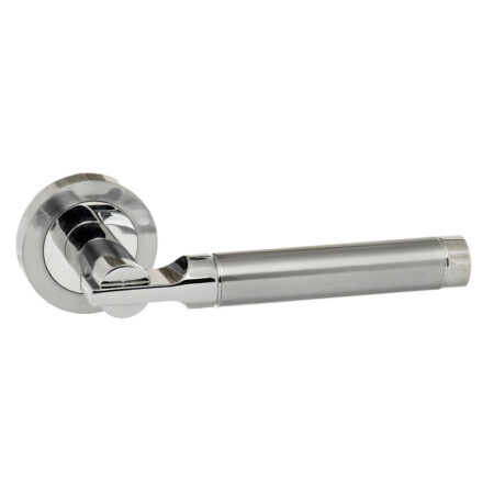 Atlantic STATUS Dakota Lever Door Handle on Round Rose - Satin Chrome/Polished Chrome