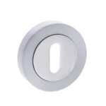 Atlantic Mediterranean Key Escutcheons on Round Rose - Satin Chrome/Polished Chrome