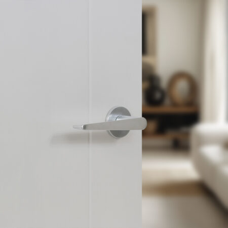 Atlantic Tupai Rapido 5S Line Torrao Lever Door Handle on 5mm Slimline Round Rose - White - Image 2