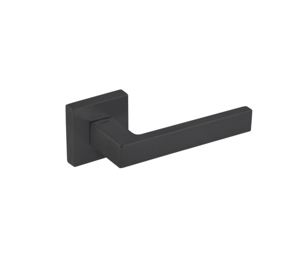 Atlantic Tupai Rapido QuadraLine Rillo Lever Door Handle on Square Rose - Pearl Black