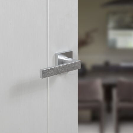 Atlantic Tupai Rapido QuadraLine Rillo Lever Door Handle on Square Rose - Satin Chrome - Image 2