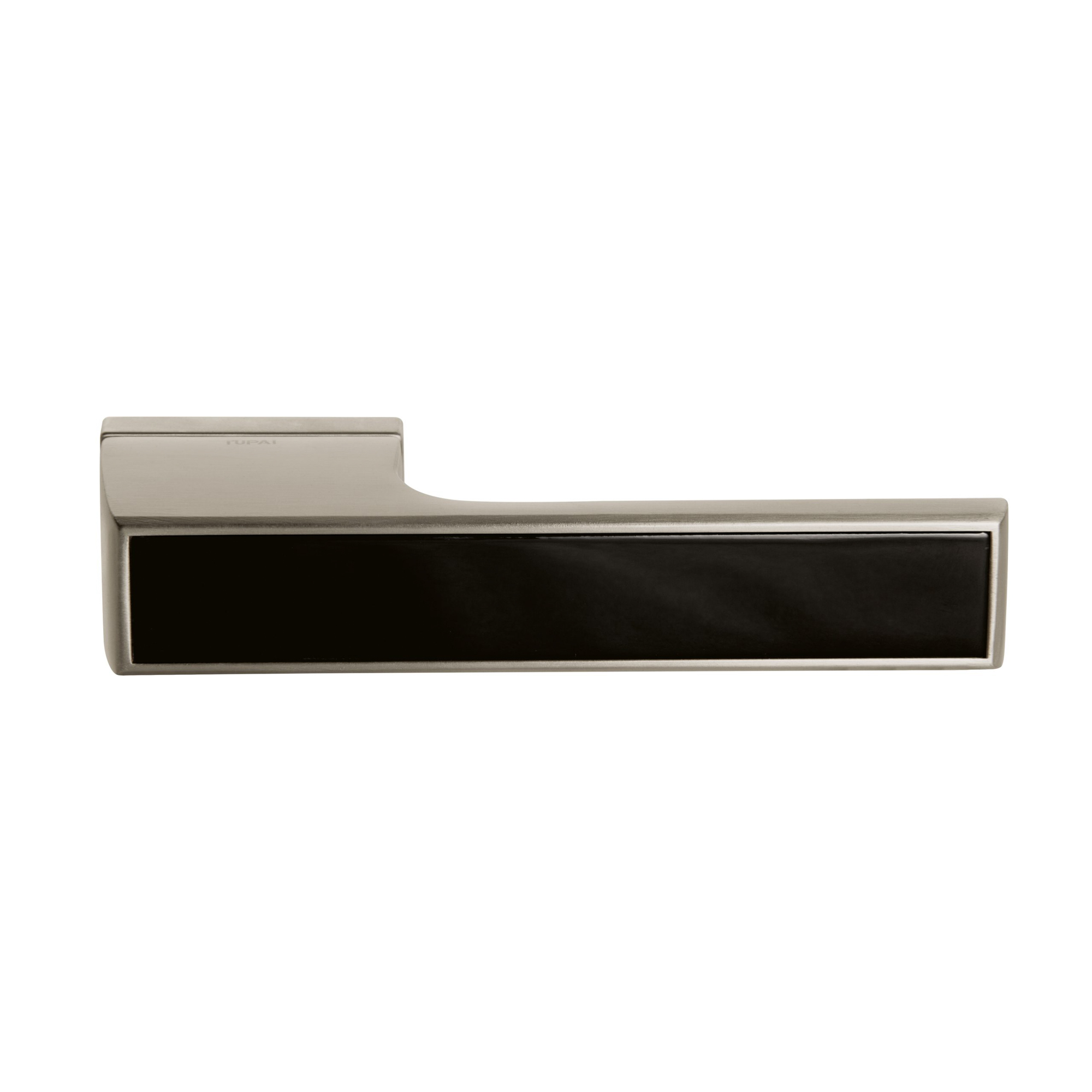 T3089LMBPL.jpg Atlantic Tupai Rapido VersaLine Tobar Lever Door Handle on Long Rose - Pearl Black Decorative Plate - Pearl Nickel - Image 1
