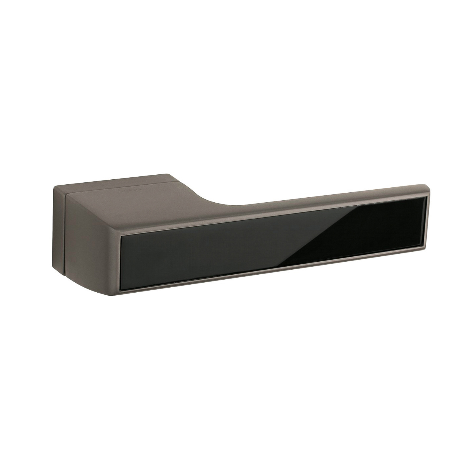 T3089LMBTT.jpg Atlantic Tupai Rapido VersaLine Tobar Lever Door Handle on Long Rose - Pearl Black Decorative Plate - Titanium - Image 1