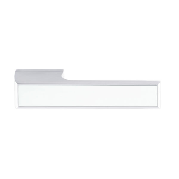 Atlantic Tupai Rapido VersaLine Tobar Lever Door Handle on Long Rose - White Decorative Plate - Bright Polished Chrome