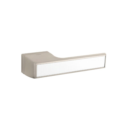 Atlantic Tupai Rapido VersaLine Tobar Lever Door Handle on Long Rose - White Decorative Plate - Pearl Nickel