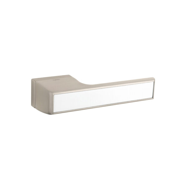 Atlantic Tupai Rapido VersaLine Tobar Lever Door Handle on Long Rose - White Decorative Plate - Pearl Nickel
