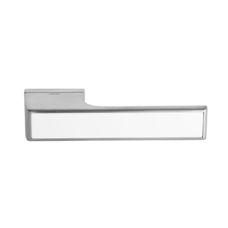 Atlantic Tupai Rapido VersaLine Tobar Lever Door Handle on Long Rose - White Decorative Plate - Satin Chrome