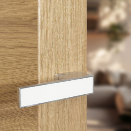Atlantic Tupai Rapido VersaLine Tobar Lever Door Handle on Long Rose - White Decorative Plate - Satin Chrome - Image 2