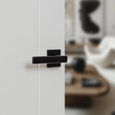 Tupai Rapido 5S Line Portel Lever Door Handle on 5mm Slimline Square Rose - White - Image 2