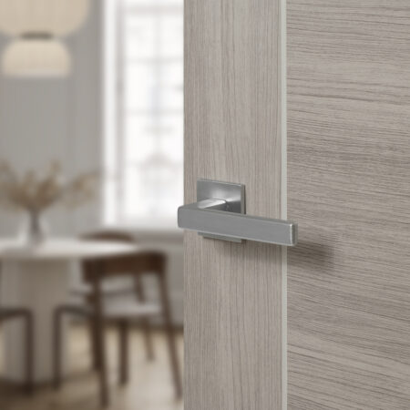 Atlantic Tupai Rapido 5S Line Portel Lever Door Handle on 5mm Slimline Square Rose - Satin Chrome - Image 2