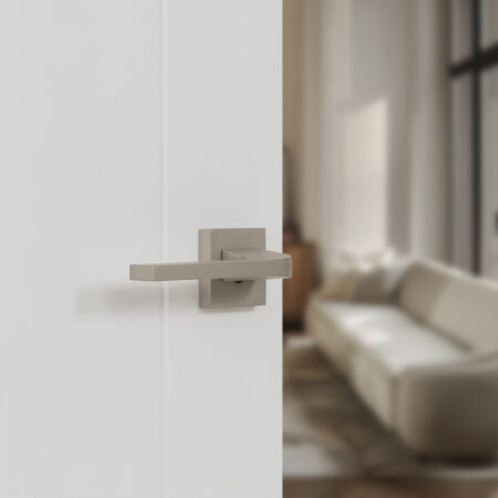Tupai Rapido CurvaLine Valbona Lever Door Handle on Square Rose - Pearl Nickel - Image 2