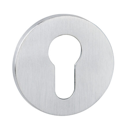 Tupai Rapido 5S Line Euro Escutcheons on 5mm Slimline Round Rose - Satin Chrome
