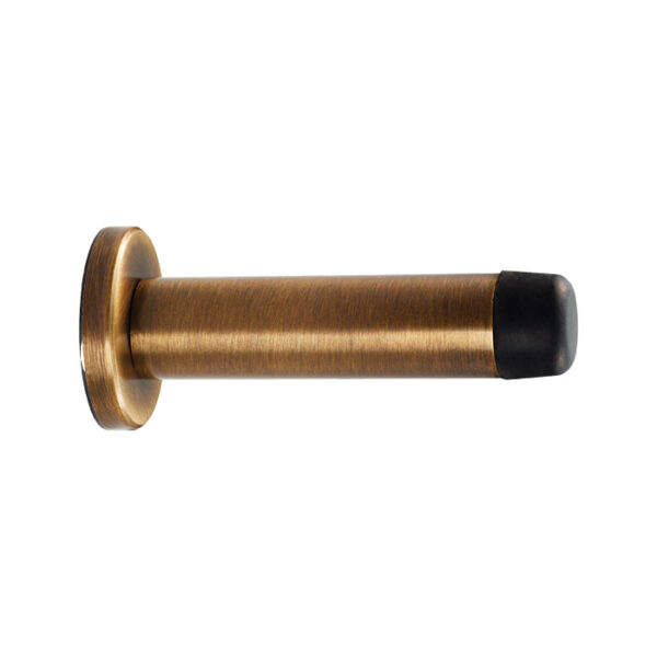 Carlisle Brass Wall Mounted Cylinder Doorstop with Rose - Antique Brass