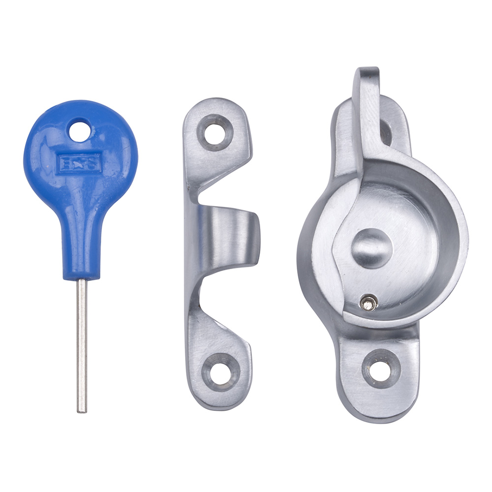 aa40lcksc.jpg Carlisle Brass Locking Sash Fastener (Fitch Pattern) - Satin Chrome - Image 1