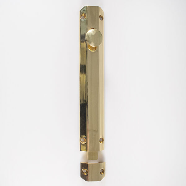 Carlisle Brass 203 x 36mm Surface Bolt C/W Keep Flat & Angled Mortice Keeps - Polished Brass