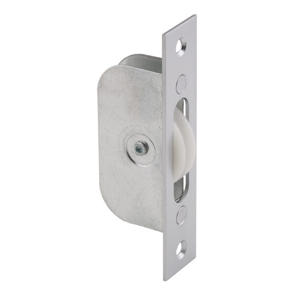 Carlisle Brass Sash Window Axle Pulley No2 Square Satin Chrome Forend with Nylon Wheel