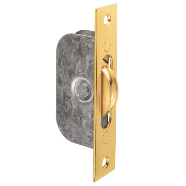 Carlisle Brass Sash Window Axle Pulley No3 Square Polished Brass Forend with Brass Wheel