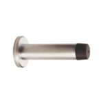 Carlisle Brass Wall Mounted Cylinder Doorstop with Rose - Satin Chrome