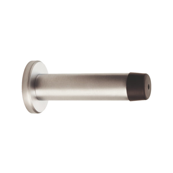 Carlisle Brass Wall Mounted Cylinder Doorstop with Rose - Satin Chrome
