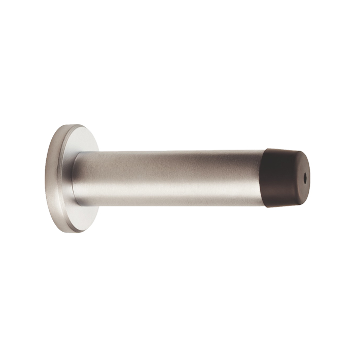 az21sc_1.jpg Carlisle Brass Wall Mounted Cylinder Doorstop with Rose - Satin Chrome - Image 1
