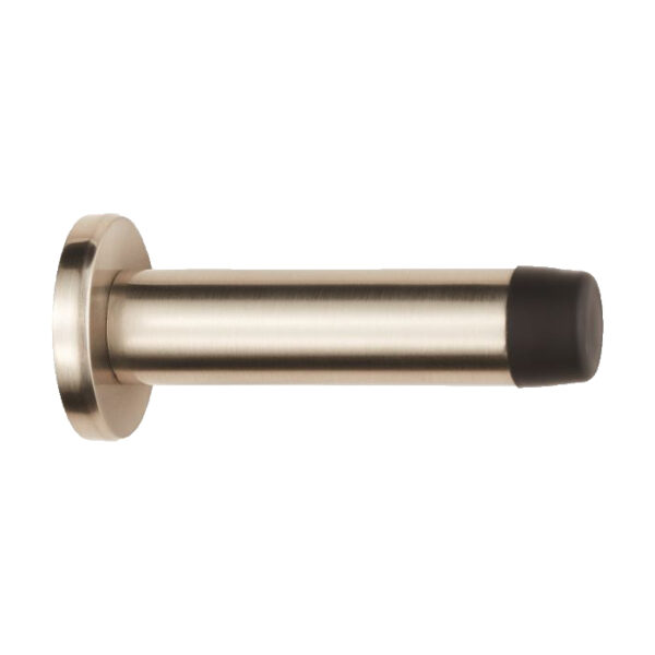 Carlisle Brass Wall Mounted Cylinder Doorstop with Rose - Satin Nickel